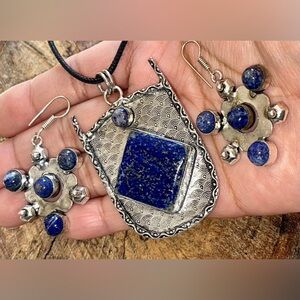 Lapis Lazuli Pendant & Earrings Set